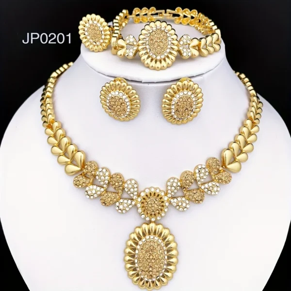 Women Necklaces Earrings Ring Bracelet 4Pcs Jewelry Set Classic Design Dubai Nigeria Jewelry 22K Gold Plated Trending - Image 2