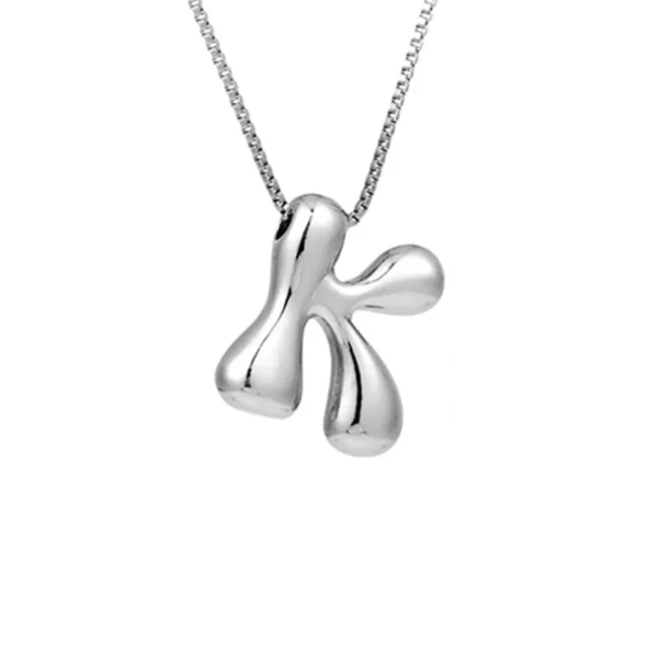 Creative A-Z Balloon Bubble Letter pendant Necklace for Women Silver Plated Chunky Initial Necklaces Jewelry Birthday Gift - Image 19