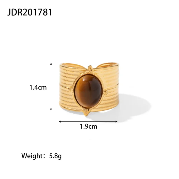 Youthway New Design Natural Stone Stainless Steel Ring Women Waterproof Stylish Golden Jewelry 2022 NEW Set - Image 3