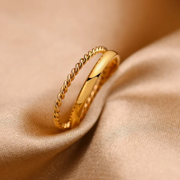 Set of 2 Stacking Ring for WomenStainless Steel 2mm Thin Gold Color Dome Shap Minimalist Jewelry - Image 23