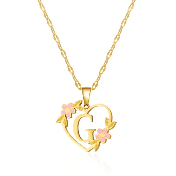 Korean Flower Stainless Steel Initial Letter Name Pendant Necklace For Women Men A-Z Letters Friendship Choker Jewelry Gifts - Image 12