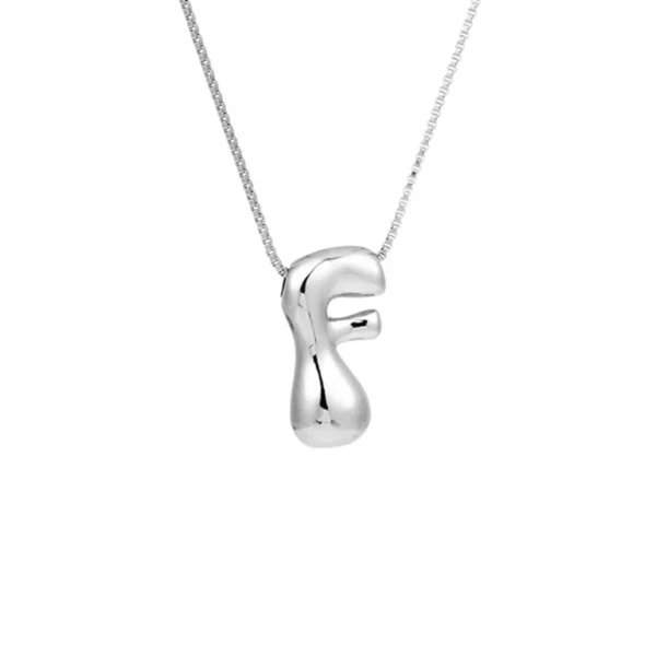 Creative A-Z Balloon Bubble Letter pendant Necklace for Women Silver Plated Chunky Initial Necklaces Jewelry Birthday Gift - Image 18