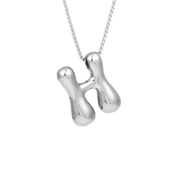 Creative A-Z Balloon Bubble Letter pendant Necklace for Women Silver Plated Chunky Initial Necklaces Jewelry Birthday Gift - Image 16