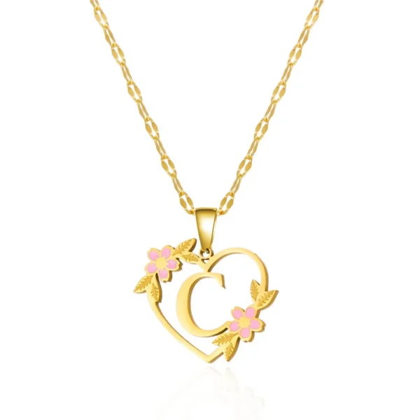 Korean Flower Stainless Steel Initial Letter Name Pendant Necklace For Women Men A-Z Letters Friendship Choker Jewelry Gifts - Image 16