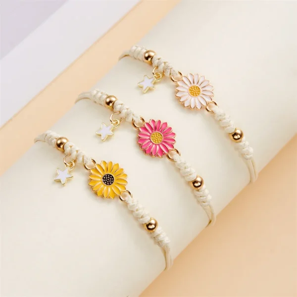 Simple Lucky Knot Sunflower Bracelets for Girls Kids Trendy Handmade Braided Colorful Daisy Flower Bracelet Friendship Gifts - Image 8