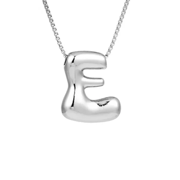 Creative A-Z Balloon Bubble Letter pendant Necklace for Women Silver Plated Chunky Initial Necklaces Jewelry Birthday Gift - Image 17