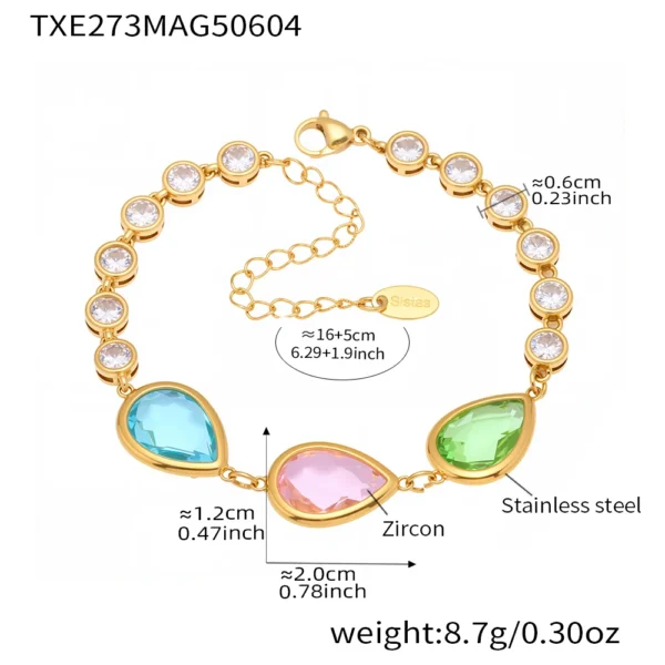 Shiny Water Drop Shape Faceted Czech Crystal Glass Bracelet In Stainless Steel With 18k Gold Plated Luxury Bracelets For Women - Image 11