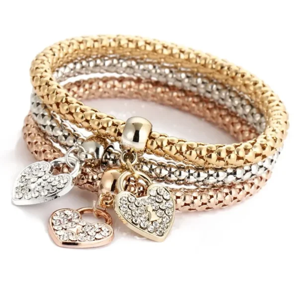 3Colors/Lot Tree Of Life Elastic Bracelet Set For Women Crystal Owl Key Lock Music Note Butterfly Heart Charm Bangle Men Jewelry - Image 3