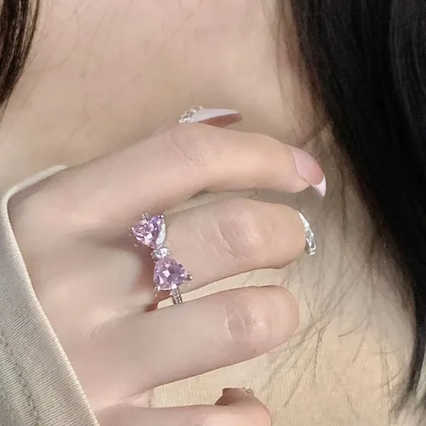 New Arrived Romantic Lovely Pink Bowknot Design Female Exquisite Jewelry Ring with Micro Bow Tie Zircon for Party and Dating - Image 11