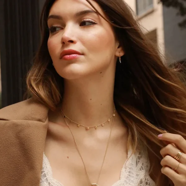 Delicate Small Multiple Coins Disc Necklace for Women, Gold Color Stainless Steel Waterproof - Image 4