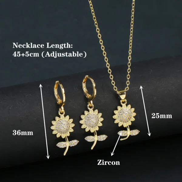 7 Style Classic Gold Plated Botanical Sunflower Pendant Necklace Earrings Jewelry Set New Trend Women Casual Party Jewelry Gift - Image 10