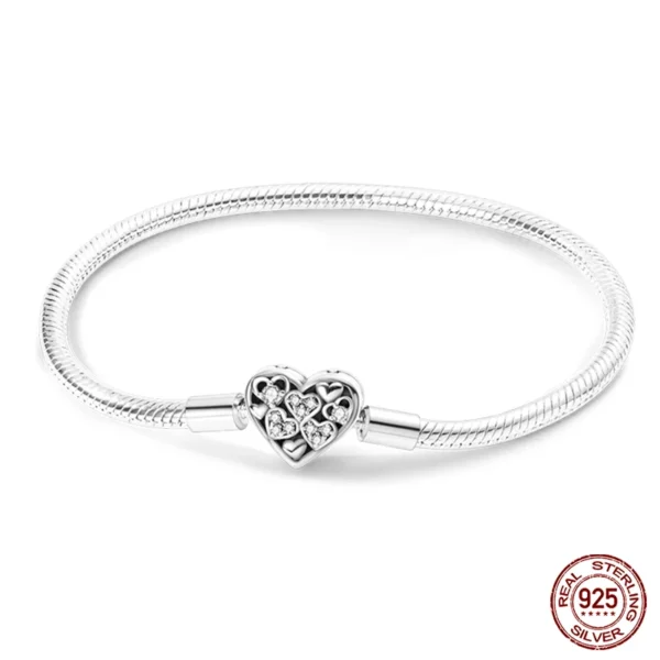 Bracelet Silver 925 Original 17-20CM Star Moon Sun Four Leaf Clover Green Zircon Bracelets Fit DIY Charms Birthday Jewelry Gifts - Image 2