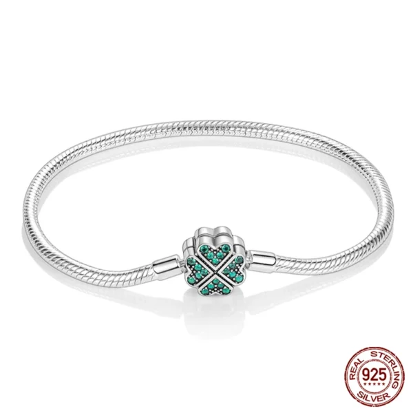 Bracelet Silver 925 Original 17-20CM Star Moon Sun Four Leaf Clover Green Zircon Bracelets Fit DIY Charms Birthday Jewelry Gifts - Image 36