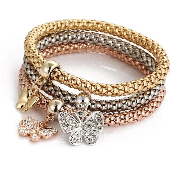 3Colors/Lot Tree Of Life Elastic Bracelet Set For Women Crystal Owl Key Lock Music Note Butterfly Heart Charm Bangle Men Jewelry - Image 5