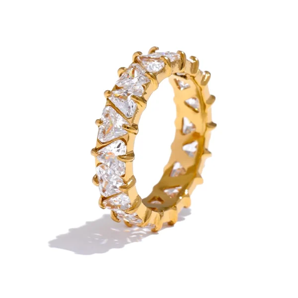 Yhpup Stainless Steel Delicate Bling Heart Cubic Zirconia Fashion Shiny Ring for Women High Quality Temperament Premium Jewelry - Image 2