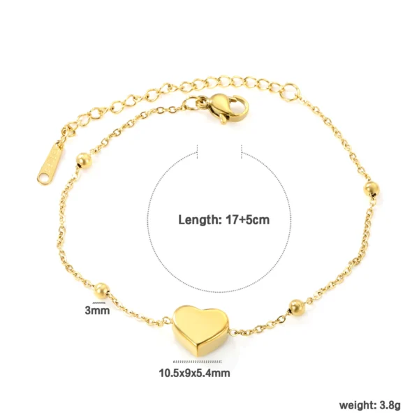 Small Love Pendant Girl Bracelet Accessories Fashion Items Summer Simple Stainless Steel Gold-plated Girls Jewelry Does Not Fade - Image 5