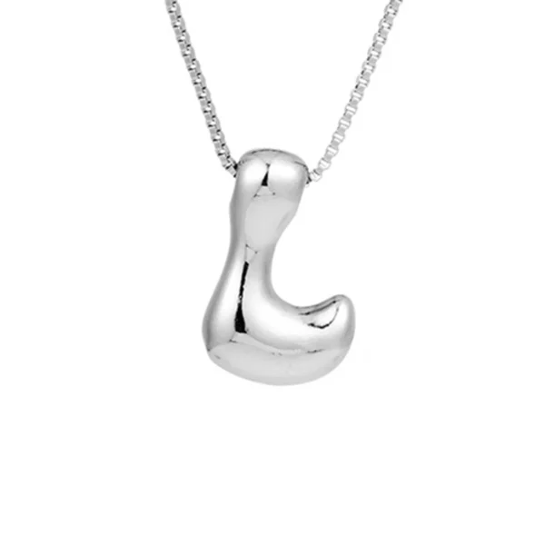 Creative A-Z Balloon Bubble Letter pendant Necklace for Women Silver Plated Chunky Initial Necklaces Jewelry Birthday Gift - Image 20