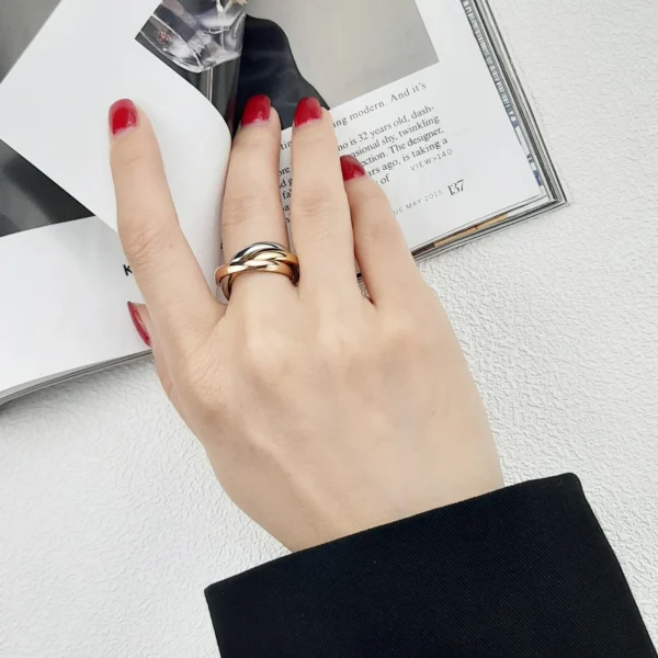 New Triple Interlocked Engagement Rings for Women Stainless Steel Three-in-one Promise Gift for Her Valentines Day - Image 12