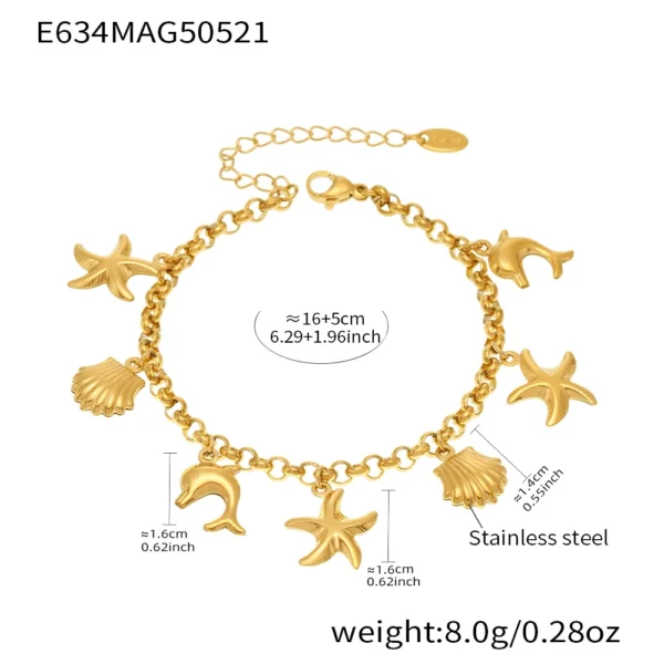 316L Stainless Steel Chain Bracelets With Heart Charms For Women 18k Gold Plated Waterproof Non Tarnish Women's Pendant Bracelet - Image 4