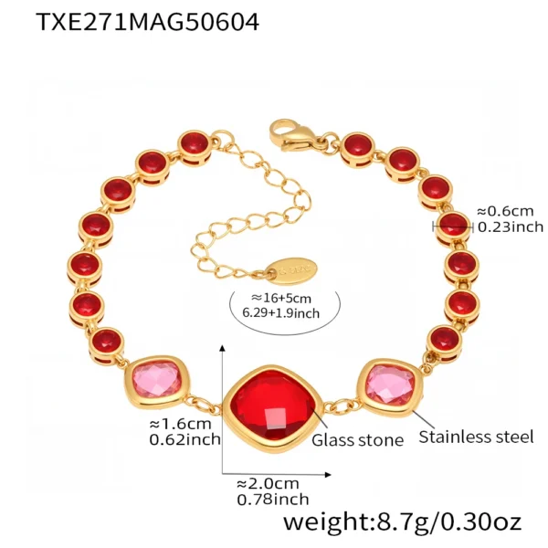 Shiny Water Drop Shape Faceted Czech Crystal Glass Bracelet In Stainless Steel With 18k Gold Plated Luxury Bracelets For Women - Image 2