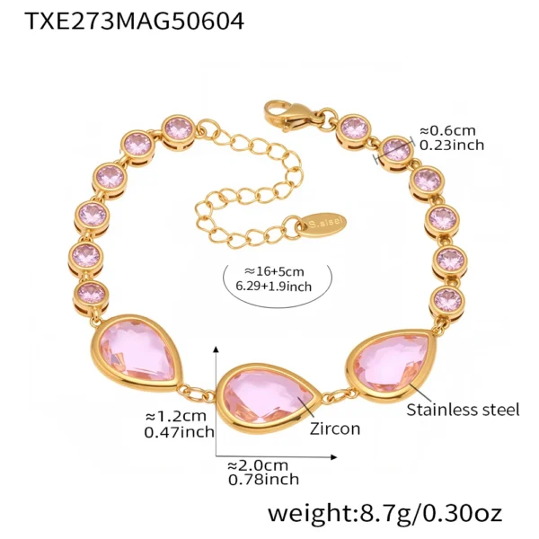 Shiny Water Drop Shape Faceted Czech Crystal Glass Bracelet In Stainless Steel With 18k Gold Plated Luxury Bracelets For Women - Image 10