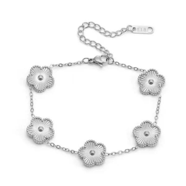 18K Gold Plated Stainless Steel Double Sided Chain Necklace for Women Five Flowers Clover Luxury Fashion Jewelry Accessories - Image 4