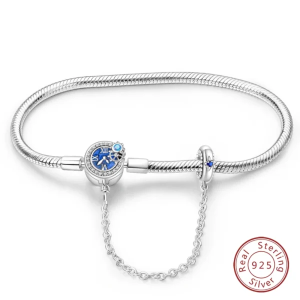 Bracelet Silver 925 Original 17-20CM Star Moon Sun Four Leaf Clover Green Zircon Bracelets Fit DIY Charms Birthday Jewelry Gifts - Image 20