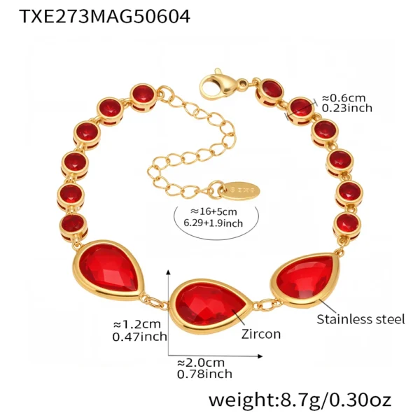 Shiny Water Drop Shape Faceted Czech Crystal Glass Bracelet In Stainless Steel With 18k Gold Plated Luxury Bracelets For Women - Image 8