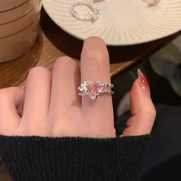 New Arrived Romantic Lovely Pink Bowknot Design Female Exquisite Jewelry Ring with Micro Bow Tie Zircon for Party and Dating - Image 5
