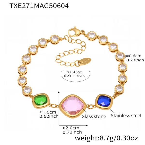 Shiny Water Drop Shape Faceted Czech Crystal Glass Bracelet In Stainless Steel With 18k Gold Plated Luxury Bracelets For Women - Image 5