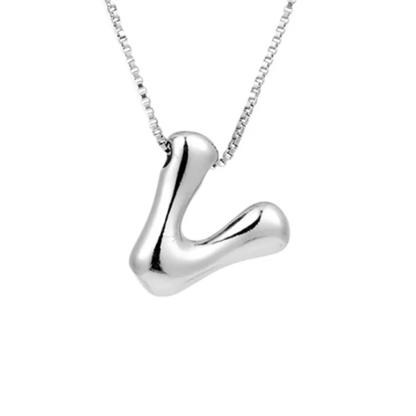 Creative A-Z Balloon Bubble Letter pendant Necklace for Women Silver Plated Chunky Initial Necklaces Jewelry Birthday Gift - Image 8