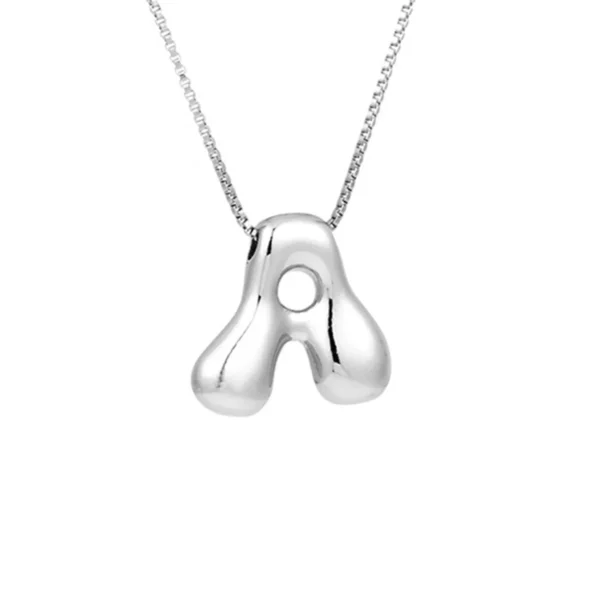 Creative A-Z Balloon Bubble Letter pendant Necklace for Women Silver Plated Chunky Initial Necklaces Jewelry Birthday Gift - Image 13