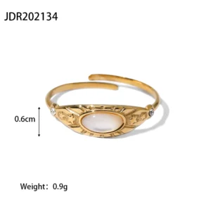 Youthway New Design Natural Stone Stainless Steel Ring Women Waterproof Stylish Golden Jewelry 2022 NEW Set