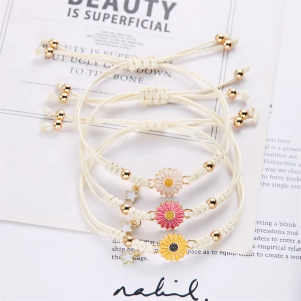 Simple Lucky Knot Sunflower Bracelets for Girls Kids Trendy Handmade Braided Colorful Daisy Flower Bracelet Friendship Gifts - Image 10