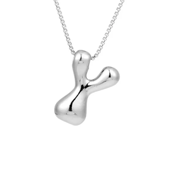 Creative A-Z Balloon Bubble Letter pendant Necklace for Women Silver Plated Chunky Initial Necklaces Jewelry Birthday Gift - Image 9