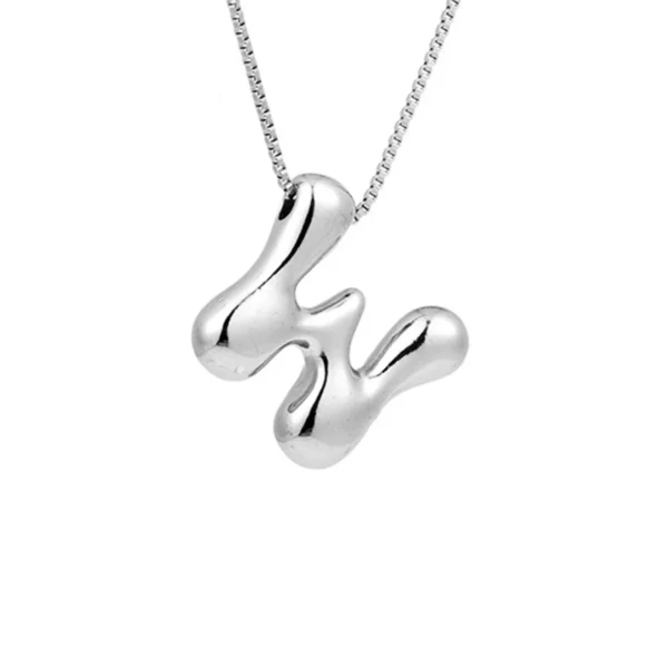 Creative A-Z Balloon Bubble Letter pendant Necklace for Women Silver Plated Chunky Initial Necklaces Jewelry Birthday Gift - Image 5