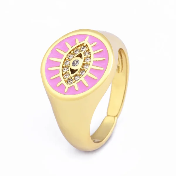 New Arrival Trendy Dripping Oil Turkish Evil Eye Rings 5 Colors Finger Rings Adjustable for Women Gold Plated Fashion Jewelry - Image 11