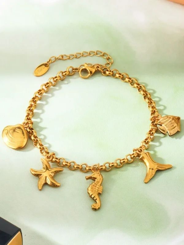 316L Stainless Steel Chain Bracelets With Heart Charms For Women 18k Gold Plated Waterproof Non Tarnish Women's Pendant Bracelet - Image 10