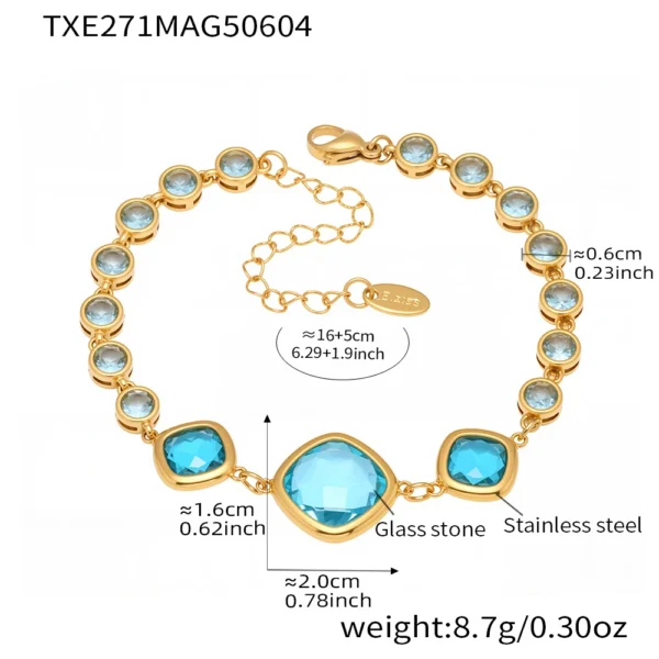 Shiny Water Drop Shape Faceted Czech Crystal Glass Bracelet In Stainless Steel With 18k Gold Plated Luxury Bracelets For Women - Image 3