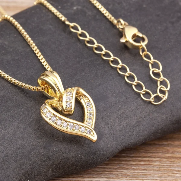 Nidin Fashion Creative Spiral Design Heart Pendant Necklace For Women Lovers Clavicle Chain Chocker Female Cute Zircon Jewlery - Image 4