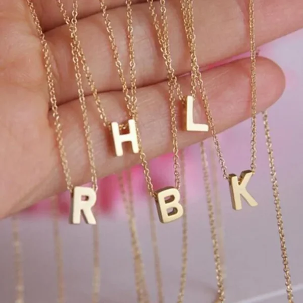 stainless steel Initial Necklace Gold  Color Cut Letters Single Name Choker Necklace For Women Pendant Jewelry Gift dropshipping - Image 5