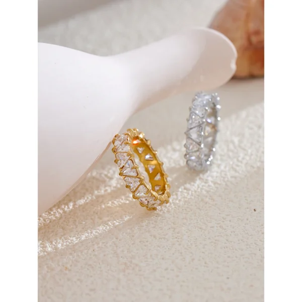 Yhpup Stainless Steel Delicate Bling Heart Cubic Zirconia Fashion Shiny Ring for Women High Quality Temperament Premium Jewelry - Image 6