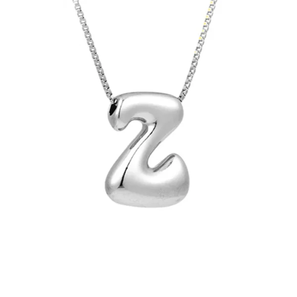 Creative A-Z Balloon Bubble Letter pendant Necklace for Women Silver Plated Chunky Initial Necklaces Jewelry Birthday Gift - Image 10