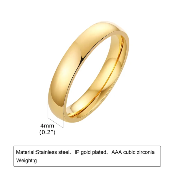 Set of 2 Stacking Ring for WomenStainless Steel 2mm Thin Gold Color Dome Shap Minimalist Jewelry - Image 5