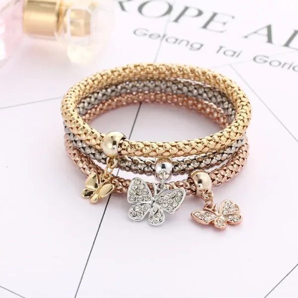 3Colors/Lot Tree Of Life Elastic Bracelet Set For Women Crystal Owl Key Lock Music Note Butterfly Heart Charm Bangle Men Jewelry - Image 14