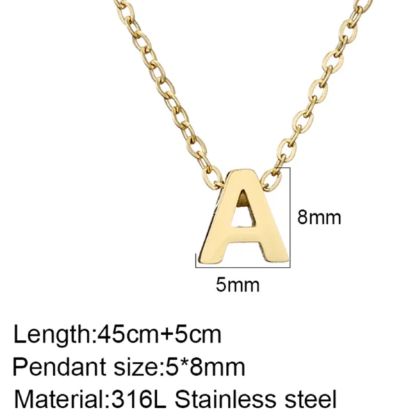 stainless steel Initial Necklace Gold  Color Cut Letters Single Name Choker Necklace For Women Pendant Jewelry Gift dropshipping - Image 7