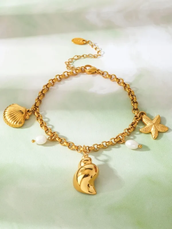 316L Stainless Steel Chain Bracelets With Heart Charms For Women 18k Gold Plated Waterproof Non Tarnish Women's Pendant Bracelet - Image 9