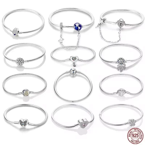 Bracelet Silver 925 Original 17-20CM Star Moon Sun Four Leaf Clover Green Zircon Bracelets Fit DIY Charms Birthday Jewelry Gifts - Image 62