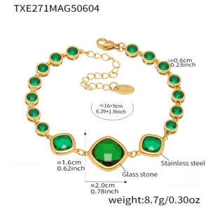 Shiny Water Drop Shape Faceted Czech Crystal Glass Bracelet In Stainless Steel With 18k Gold Plated Luxury Bracelets For Women
