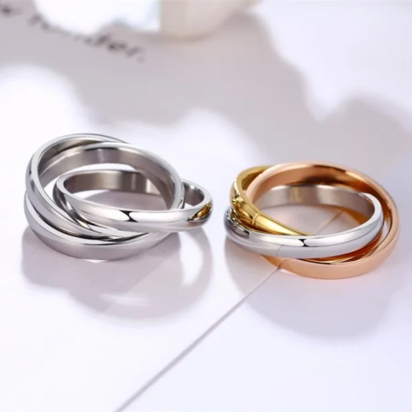 New Triple Interlocked Engagement Rings for Women Stainless Steel Three-in-one Promise Gift for Her Valentines Day - Image 11